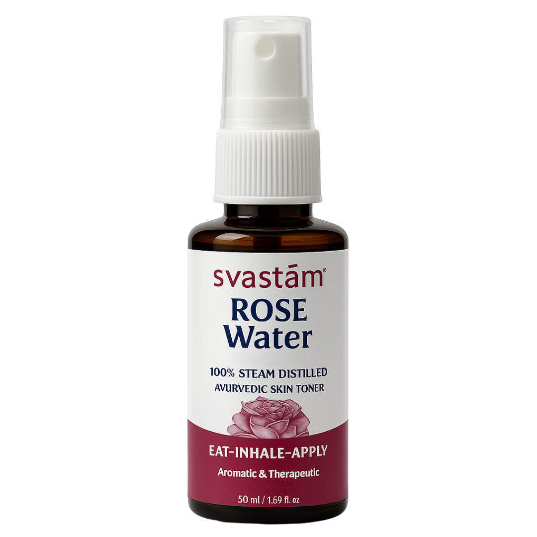 Pure Rose Water (Gulab Arq) – 100% Steam Distilled, Ayurvedic Skin Toner – 50ml