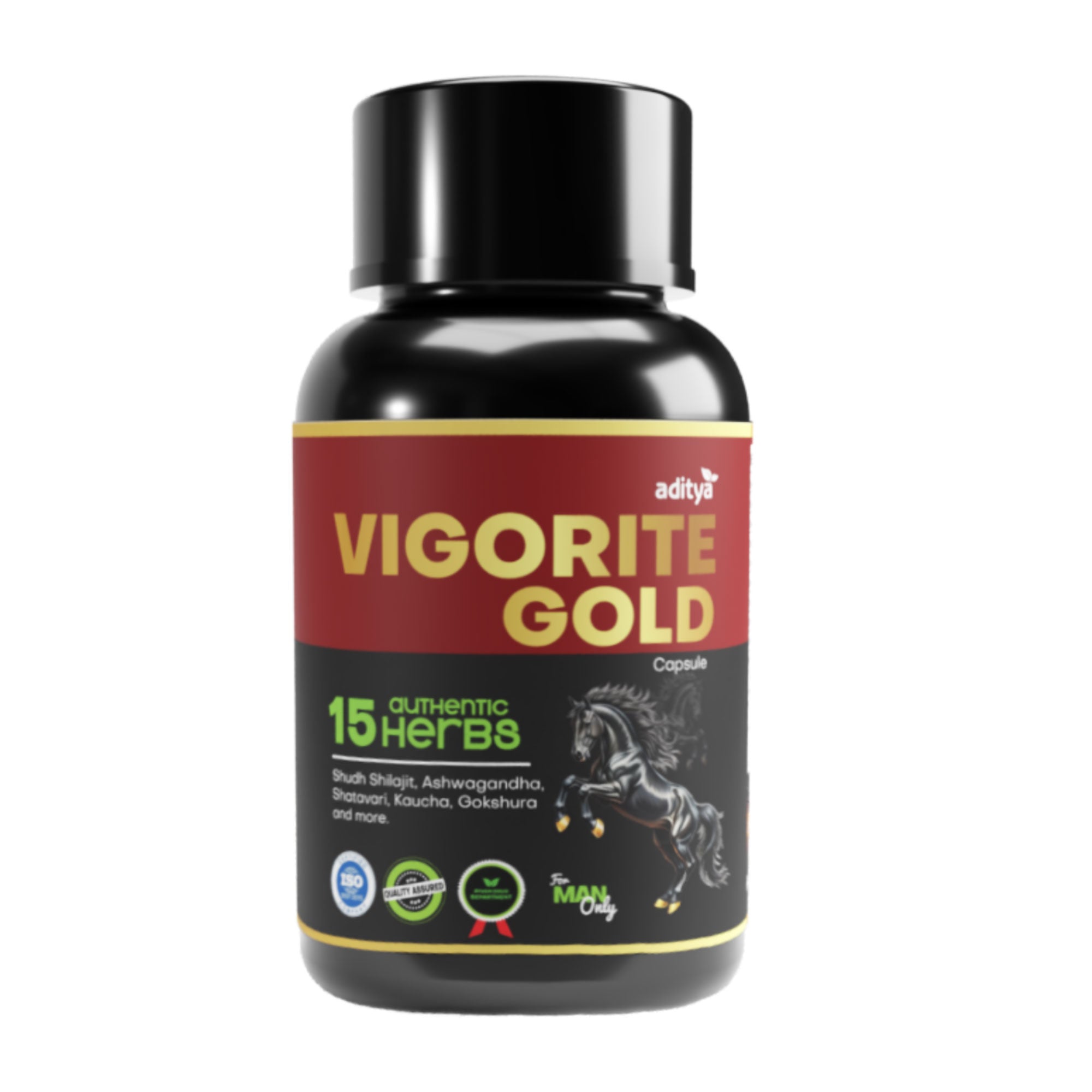 Vigorite Gold Capsule | Shilajit, Ashwagandha, Shatavari, Gokshura & Safed Musli | Improve Performance, Muscle Strength, Energy, Stamina & Overall Health | 60 Capsules