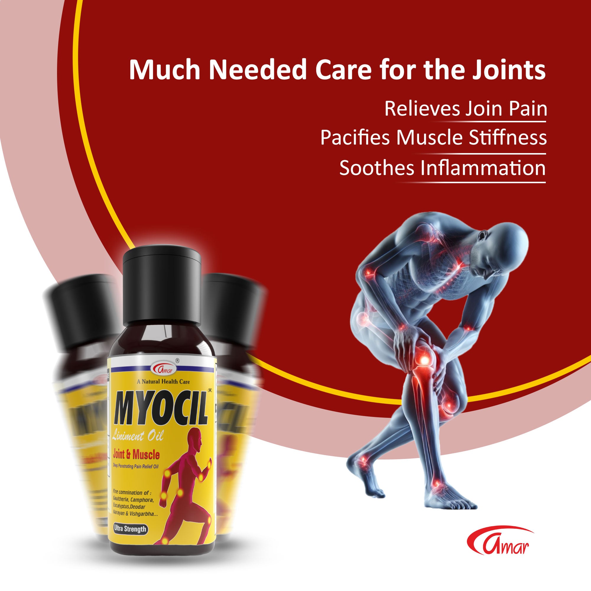 Myocil Oil Relief In Joint, Shoulder, Wrist, Elbow, Knee & Back Pain 50ml