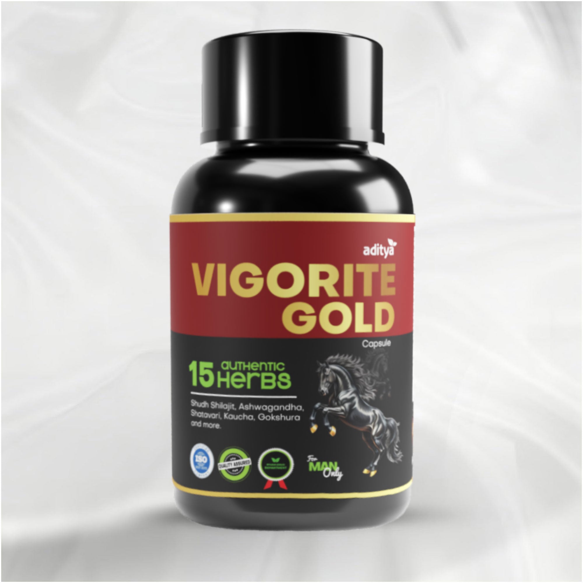 Vigorite Gold Capsule | Shilajit, Ashwagandha, Shatavari, Gokshura & Safed Musli | Improve Performance, Muscle Strength, Energy, Stamina & Overall Health | 60 Capsules